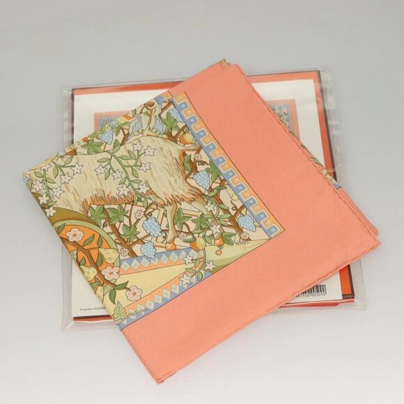 HERMES Carre 90 Scarf ""AXIS MUNDI"" Silk Orange Auth - Picture 2 of 16